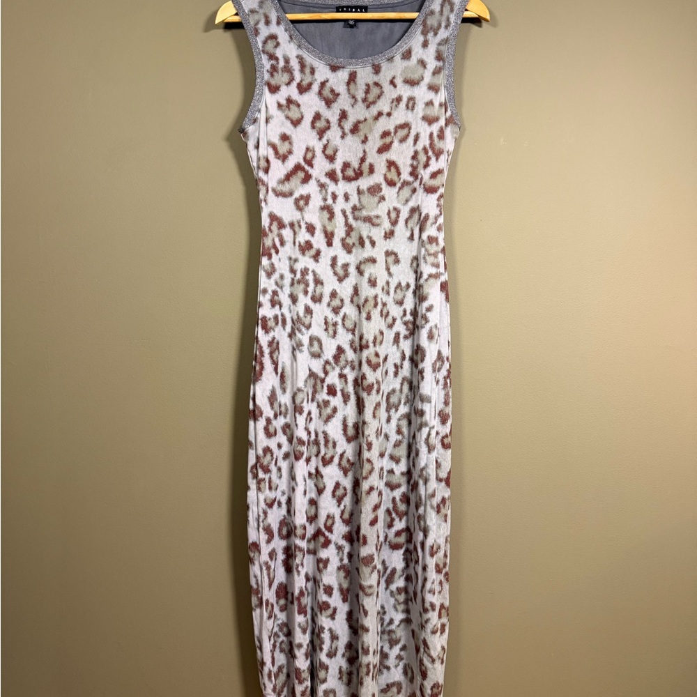 Tribal Leopard Print Sleeveless Mesh Dress